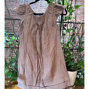 Beige Short Sleeve Tunic Dress